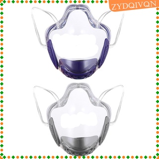 2 máscara facial transparente visible para cara, protección bucal, reutilizable para adultos