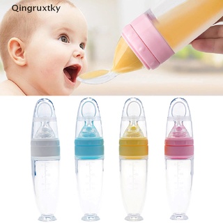 [qingruxtky] 90 ml seguro bebé recién nacido biberón de alimentación niño de silicona exprimir cuchara de alimentación [caliente]