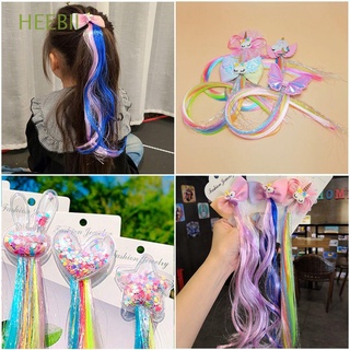 heebii lindo niñas bandas de pelo niño colorido peluca clip peluca horquilla headwear moda pelo recto princesa diademas cola de caballo niñas niños accesorios de pelo