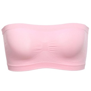 Women Basic Layer Elastic Strapless Seamless Solid Cut Out Tube Top (6)