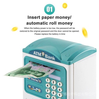 [EXBEPE] Alcancía Electrónica ATM Contraseña Caja De Dinero En Efectivo Monedas De Ahorro Banco Seguridad Auto Scroll Billete De Papel Para Juguetes De Niños (4)