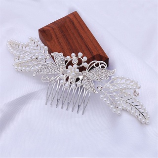 OFTENIOUS Luxury Wedding Hair Comb Elegant Wedding Hair Accessory Pearl Hair Pins Hair Jewelry Butterfly Women Girls Jewelry Brides and Bridesmaids (8)