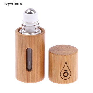 ivywhere botella de madera de bambú perfume vacío botella de aceite inoxidable rollo en bola aromaterapia co