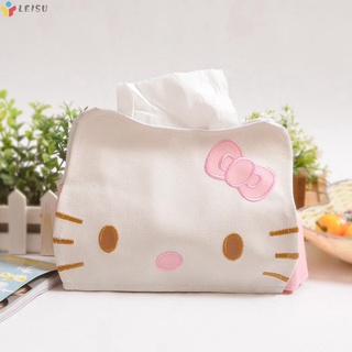 2021 Hello-Kitty caja de pañuelos de cuero suave pañuelo caja servilleta titular para sala de estar cocina escritorio cajas de pañuelos