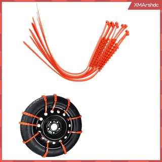 10Pcs Car Snow Chains, All Season Anti-Slip Snow Tire Chains for Most Cars fits for Emergencies Tire Width: 14-24 (Orange)