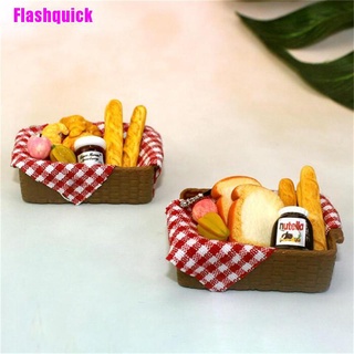 [Flashquick] 1:12 casa de muñecas miniatura desayuno Set cesta de pan casa de muñecas accesorios de alimentos