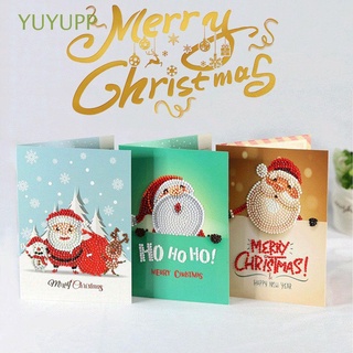 YUYUPP 8pcs DIY Diamond Painting Greeting Cards Craft 5D Diamond Painting Merry Christmas Santa 8pcs Special Shaped Stereoscopic Invitation Card Handmade Xmas Postcards