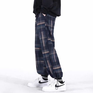 Pantalones casuales a cuadros de estilo japonés para hombre, pantalones para correr con cordón con personalidad a la modains2021Nuevos pantalones cortos Sub-Tide