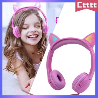 Audífonos Para niños ctttt con luz Led orejas De Gato con micrófono Seguro Para tableta/escuela