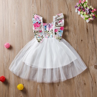 Vestido De Princesa para niñas sin mangas plisada estampado Floral