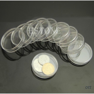 ott. 10pcs aplicado redondo transparente casos de almacenamiento de monedas cápsulas titular de plástico redondo 37 mm