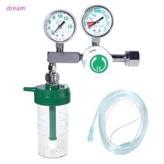 dream Pressure Gauge Regulators w/ Dry Humidifier Bottle & Tube CGA-540 Nut & Nipple Oxygen Pressure Regulator (1)