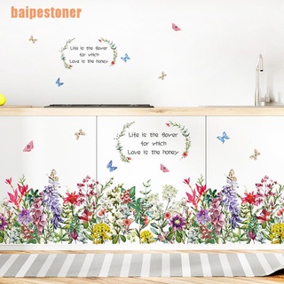 baipestoner (@)~flor hierba pegatinas de pared arte mural calcomanía de pared fondo diy decoración del hogar