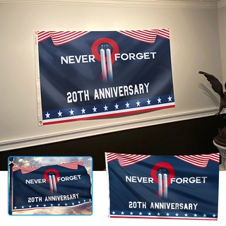 never forget 9.11 dos torres bandera 20 aniversario de poliéster doble cara con 2 ojales de metal decoración patio jardín