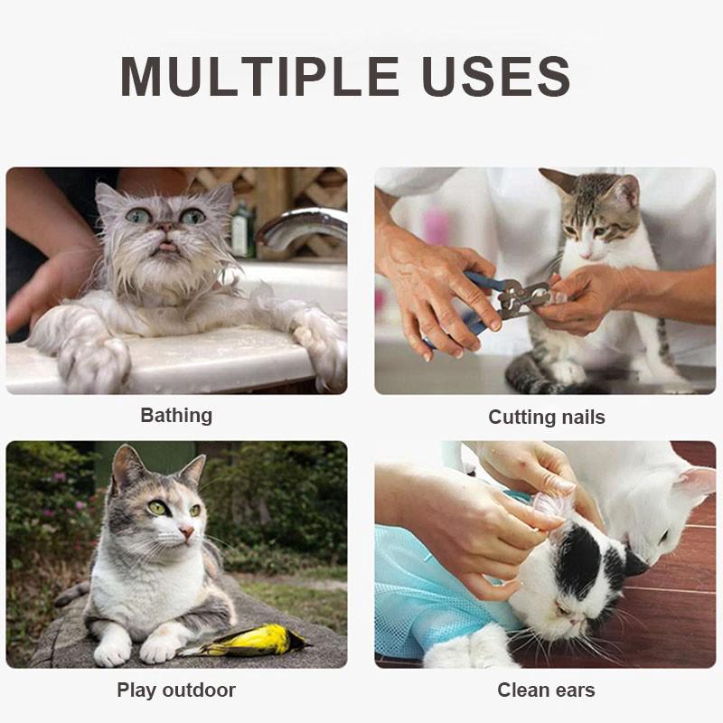 malla gato aseo bolsa de baño gatos bolsas de lavado para mascotas baño uñas recorte inyectar antiarañazos mordedura (4)