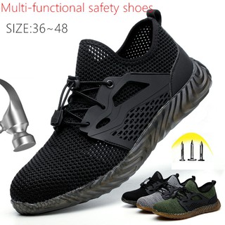 zapatos de seguridad (36 ~ 48) transpirable de los hombres anti-aplastamiento anti-piercing zapatos de trabajo de acero puntera de seguridad zapatillas de deporte botas de senderismo