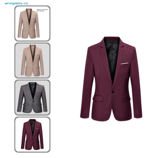 [Wrongdate] Trendy Suit Coat Single Button Slim Business Blazer Long Sleeve Male Clothing