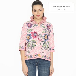 Madame conejo/mujer ropa de trabajo Batik Blazer hecho a mano escrito rosa flor/Batik Blazer/ Blazer moderno