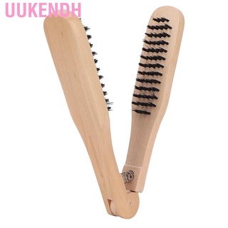 Uukendh peine alisador de pelo doble cara cepillo resistente al calor antiestático mango de madera abrazadera