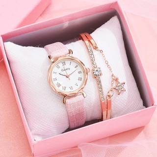 Gaiety marca 2pcs conjunto Casual reloj para las mujeres diamantes de imitación reloj de pulsera de cuero señoras reloj de pulsera Simple vestido Gfit Montre Femme