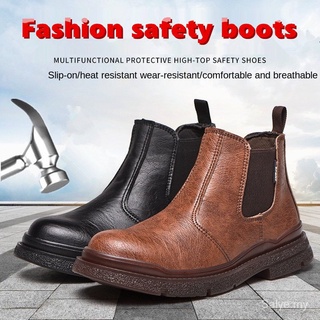 Botas de seguridad de la moda Anti-aplastamiento Anti-Piercing protector del dedo del pie de acero botas Kasut Kasut Kasut Kerja impermeable Anti-quemaduras zapatos de trabajo botas tácticas de alta calidad ILfm
