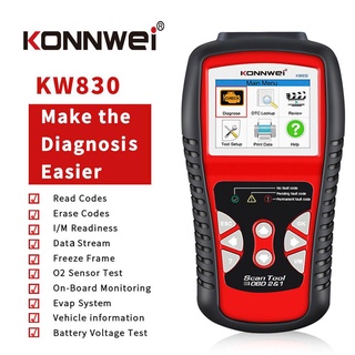 konnwei kw830 obd2/eobd coche obd herramienta de diagnóstico auto escáner automotriz obdii lector de código de falta mejor que ad510 y ms509