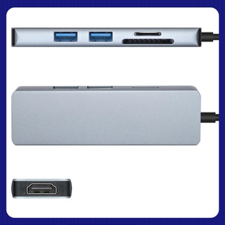 Venta caliente 5 en 1 multifuncional tipo C USB Hub adaptador USB C a HD USB 3.0 TF lector de tarjetas HD convertidor para portátil (5)