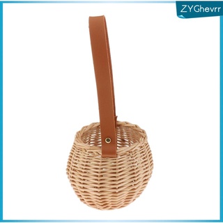 Handmade Woven Storage Basket Picnic Garden Flower Vase Round Container