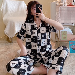 Las Mujeres De Seda Satén Pijama Conjunto De Mujer De Manga Corta Ropa De Dormir Floral Impresión (3)