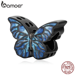 Bamoer 925 plata esterlina mariposa Azul forma dije BSC550