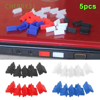 CHERRY31 5pcs/set Anti-Dust Plug Protective Dustproof Cap Dust Stopper Universal Computer Accessories For Laptop PC Tablet Silicone Charging Interface USB Port Interface Cover/Multicolor