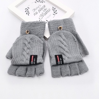 Children Kids Winter Warm Knitted Convertible Flip Top Fingerless Mittens Gloves