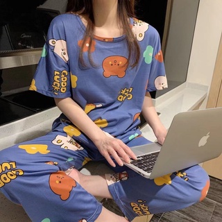 Pijamas Mujer Verano Pantalones De Manga Corta Conjunto De Primavera Y Otoño Estudiante lovel