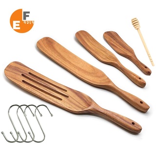 juego de espolones de madera, utensilios de cocina de madera, juego de utensilios de cocina de madera antiadherente, utensilios de cocina de teca natural, antiadherente