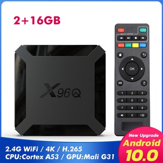 Caja de TV Ling.. X96Q 4K Android 10.0 H313 Quad Core 2GB+16GB WiFi reproductor multimedia HD