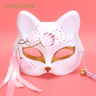 steelman unisex disfraz protección de fiesta no tóxico cosplay props gato protección 3d estilo japonés con borlas flor de cerezo campana media cara decoración de halloween