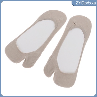 calcetines de algodón con punta de algodón para mujer/calcetines invisibles de corte bajo/calcetines tabi para flop - beige