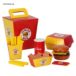 rin niños simulación de madera hamburguesa conjunto de comida hamburguesa papas fritas bebé juego casa juguete