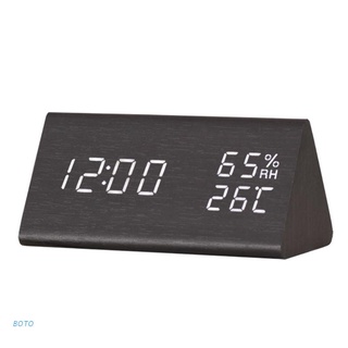 boto triangular reloj despertador digital para dormitorio con pantalla de tiempo led 3 alarma ajuste humedad temperatura escritorio digital