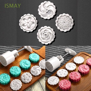 ISMAY Mould MoonCake Cutter Gadget Pressing Cookie 5Pcs/lot Flower Molds Pastry 4 Stamps 50g Hand/Multicolor
