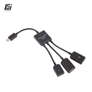 3 en 1 Micro USB HUB macho a hembra doble USB 2.0 Host OTG Cable adaptador
