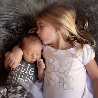 Hermanito y hermana grande niños niños camiseta bebé recién nacido niño mameluco 0-24M