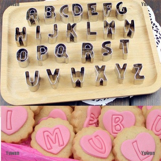 <yuwan> diy 26pcs molde cortador de galletas letras alfabeto forma molde fondant galletas