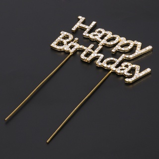 [aleación] doble feliz cumpleaños pastel letras cristal stick decoración de tarta