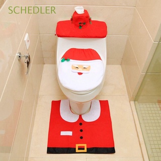 SCHEDLER Cute Toilet Seat Cover Bathroom Decorative Toilet Mat Rug Set Gift Santa Rug Bath Mat Three-piece Set Home Toilet Case