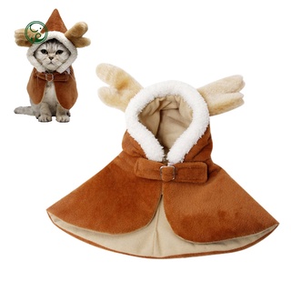 Casa invierno navidad mascota gato perro protección fría gruesa capa de felpa sombrero de cornamenta