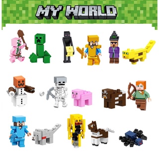 16pcs Minecraft Mini Figuras Bloques De Construcción Muñecas Compatible Lego Juguetes Para Niños Regalo My world