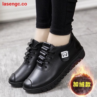 2021 new spring, autumn and winter casual leather shoes, women s shoes, all-match student single cotton shoes, ladies flat peas shoes