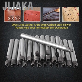 Jijaka - juego de 20 piezas de cuero para manualidades, acero al carbono, diseño de flores, herramienta para cartera, decoración de cinturón (5)