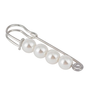 Women Men's Breastpin Cute Silver Faux Pearls Pin Brooch Large Safety Pin